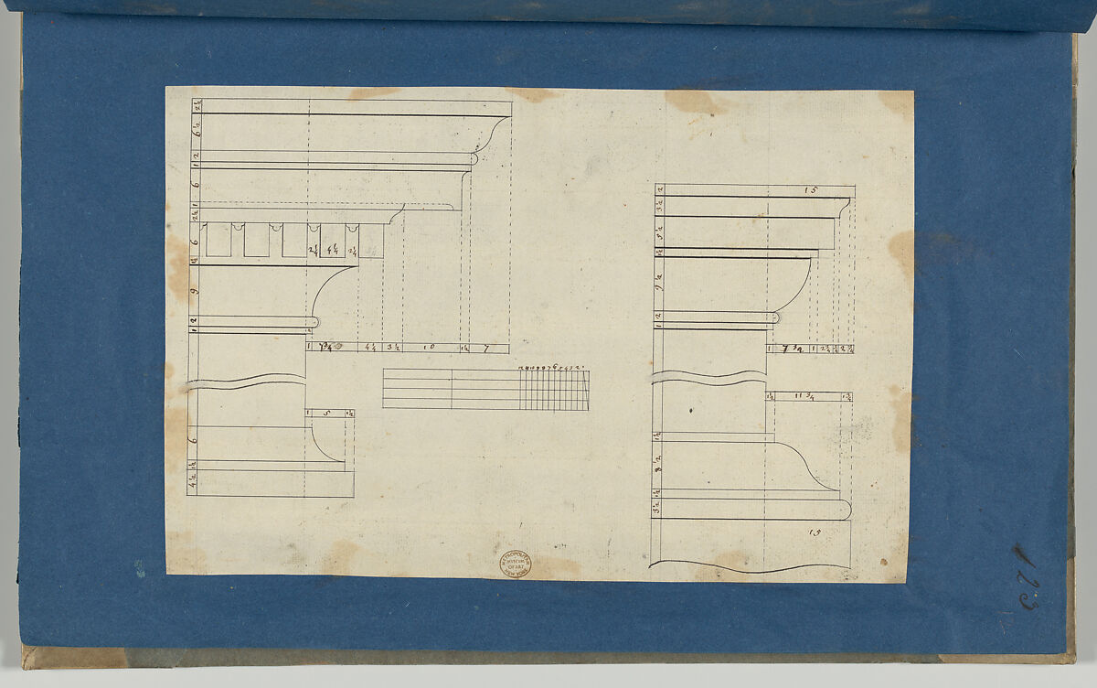 Moldings for Bookcases, from Chippendale Drawings, Vol. II, Thomas Chippendale (British, baptised Otley, West Yorkshire 1718–1779 London), Black ink