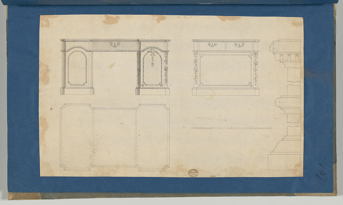 Library Tables, from Chippendale Drawings, Vol. II, Thomas Chippendale (British, baptised Otley, West Yorkshire 1718–1779 London), Black ink, gray wash