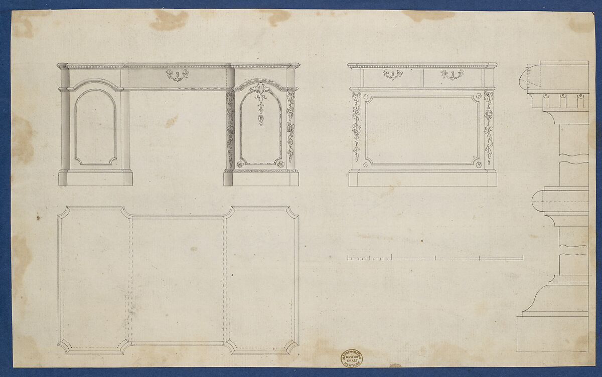 Library Tables, from Chippendale Drawings, Vol. II, Thomas Chippendale (British, baptised Otley, West Yorkshire 1718–1779 London), Black ink, gray wash 