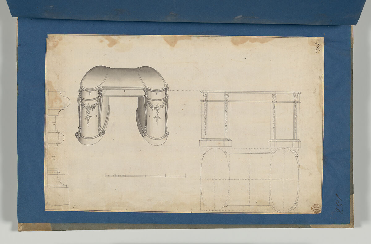 Library Table, from Chippendale Drawings, Vol. II, Thomas Chippendale (British, baptised Otley, West Yorkshire 1718–1779 London), Black ink, gray wash
