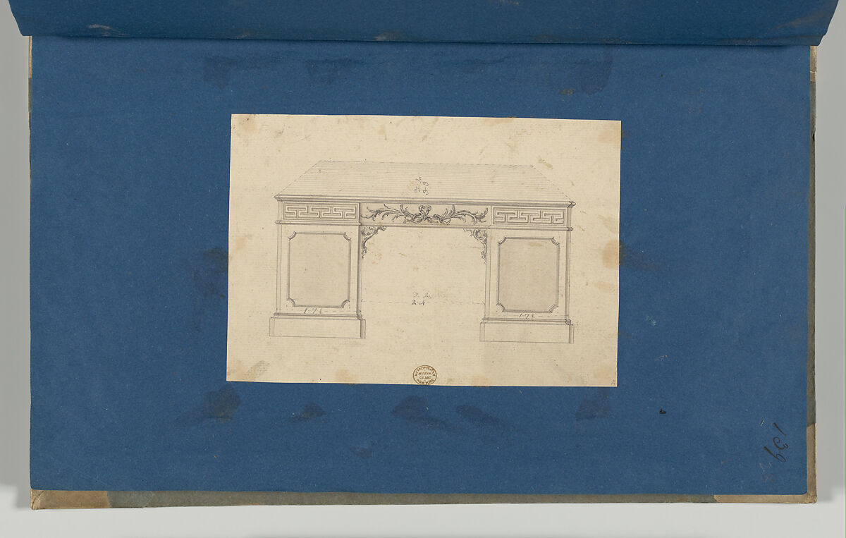 Library Table, from Chippendale Drawings, Vol. II, Thomas Chippendale (British, baptised Otley, West Yorkshire 1718–1779 London), Pen and black ink, brush and gray wash