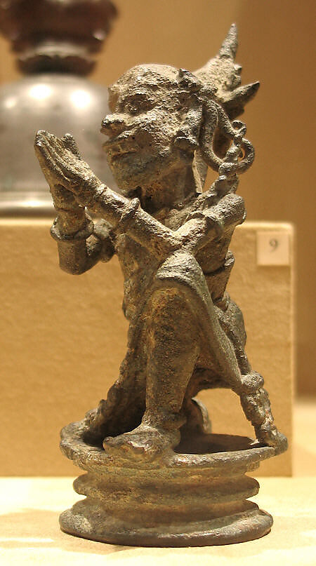 Top of a Bell in the Form of a Kneeling Demon, Bronze, Indonesia (Java) 