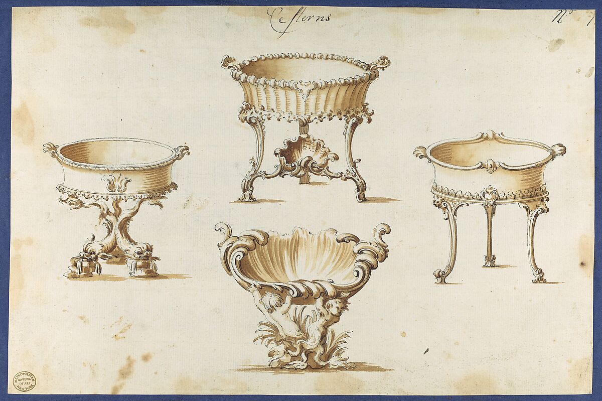 Cisterns, from Chippendale Drawings, Vol. II, Thomas Chippendale (British, baptised Otley, West Yorkshire 1718–1779 London), Black ink, brown wash 