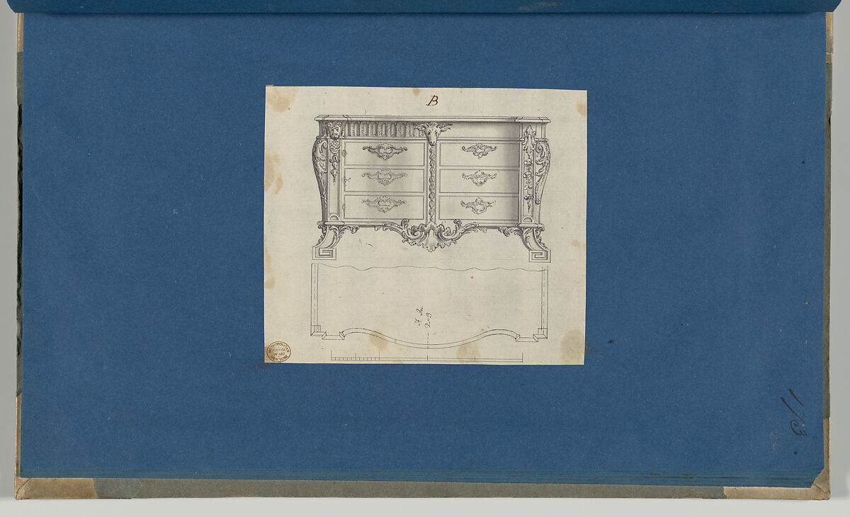 French Commode, from Chippendale Drawings, Vol. II, Thomas Chippendale (British, baptised Otley, West Yorkshire 1718–1779 London), Black ink, gray wash
