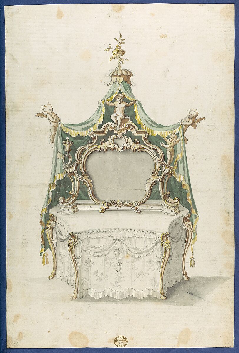 Toilet Table, from Chippendale Drawings, Vol. II, Thomas Chippendale (British, baptised Otley, West Yorkshire 1718–1779 London), Black ink, gray, green and brown washes 