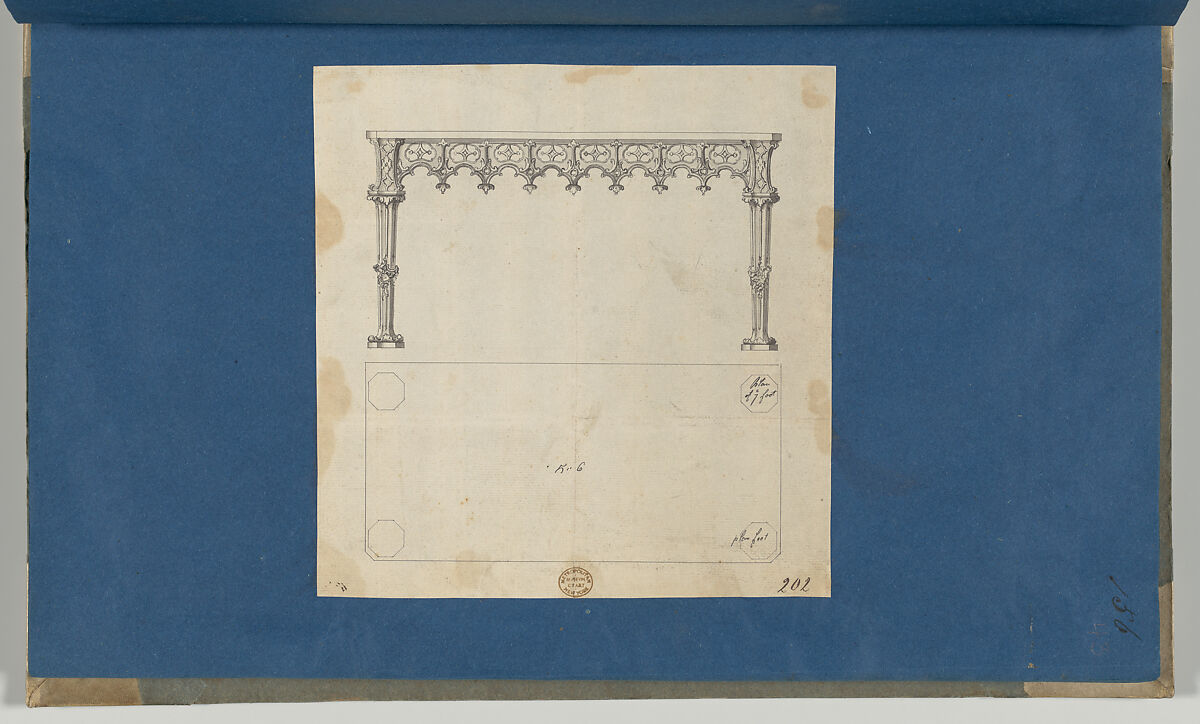 Sideboard Table, from Chippendale Drawings, Vol. II, Thomas Chippendale (British, baptised Otley, West Yorkshire 1718–1779 London), Black ink, gray wash