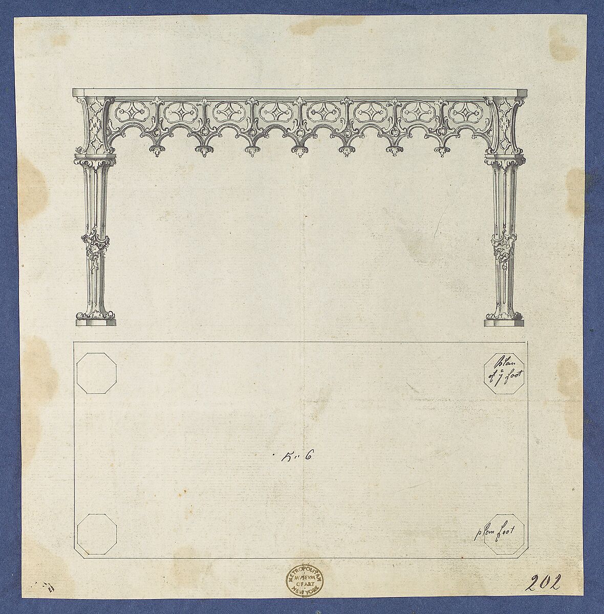 Sideboard Table, from Chippendale Drawings, Vol. II, Thomas Chippendale (British, baptised Otley, West Yorkshire 1718–1779 London), Black ink, gray wash 
