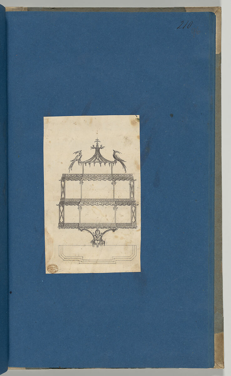 Hanging Shelves, from Chippendale Drawings, Vol. II, Thomas Chippendale (British, baptised Otley, West Yorkshire 1718–1779 London), Black ink, gray wash