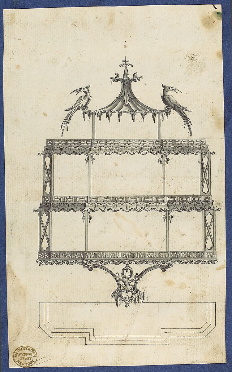 Hanging Shelves, from Chippendale Drawings, Vol. II, Thomas Chippendale (British, baptised Otley, West Yorkshire 1718–1779 London), Black ink, gray wash 