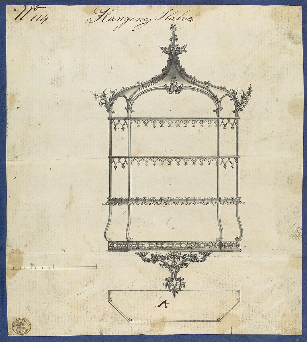 Hanging Shelves, from Chippendale Drawings, Vol. II, Thomas Chippendale  British, Black ink, gray wash