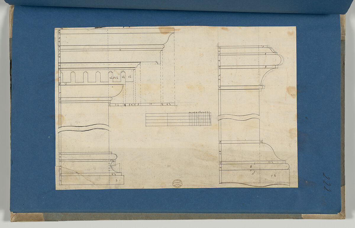 Moldings for Gothic Library Bookcase, from Chippendale Drawings, Vol. II, Thomas Chippendale (British, baptised Otley, West Yorkshire 1718–1779 London), Black ink