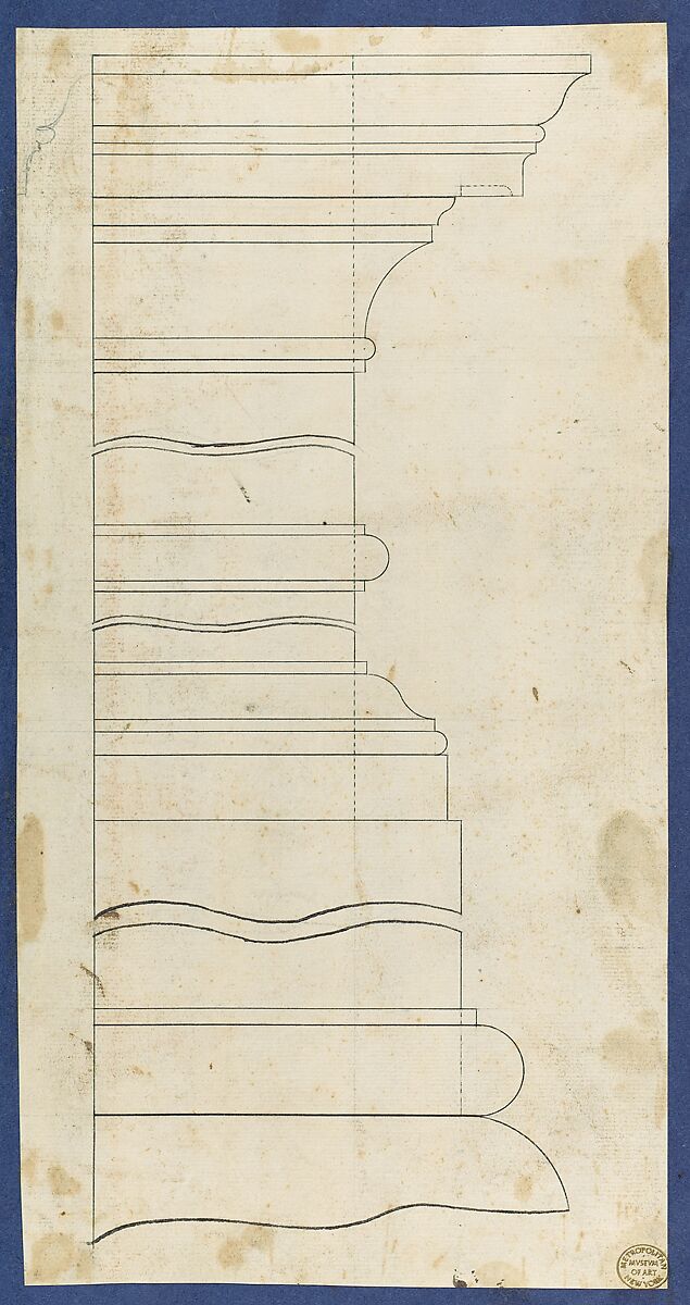 Moldings for Gothic Library Bookcase, from Chippendale Drawings, Vol. II, Thomas Chippendale (British, baptised Otley, West Yorkshire 1718–1779 London), Black ink 