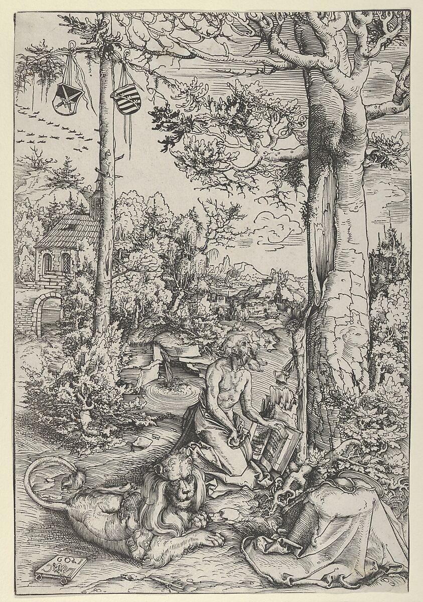 St. Jerome in the Wilderness, Lucas Cranach the Elder (German, Kronach 1472–1553 Weimar), Woodcut 