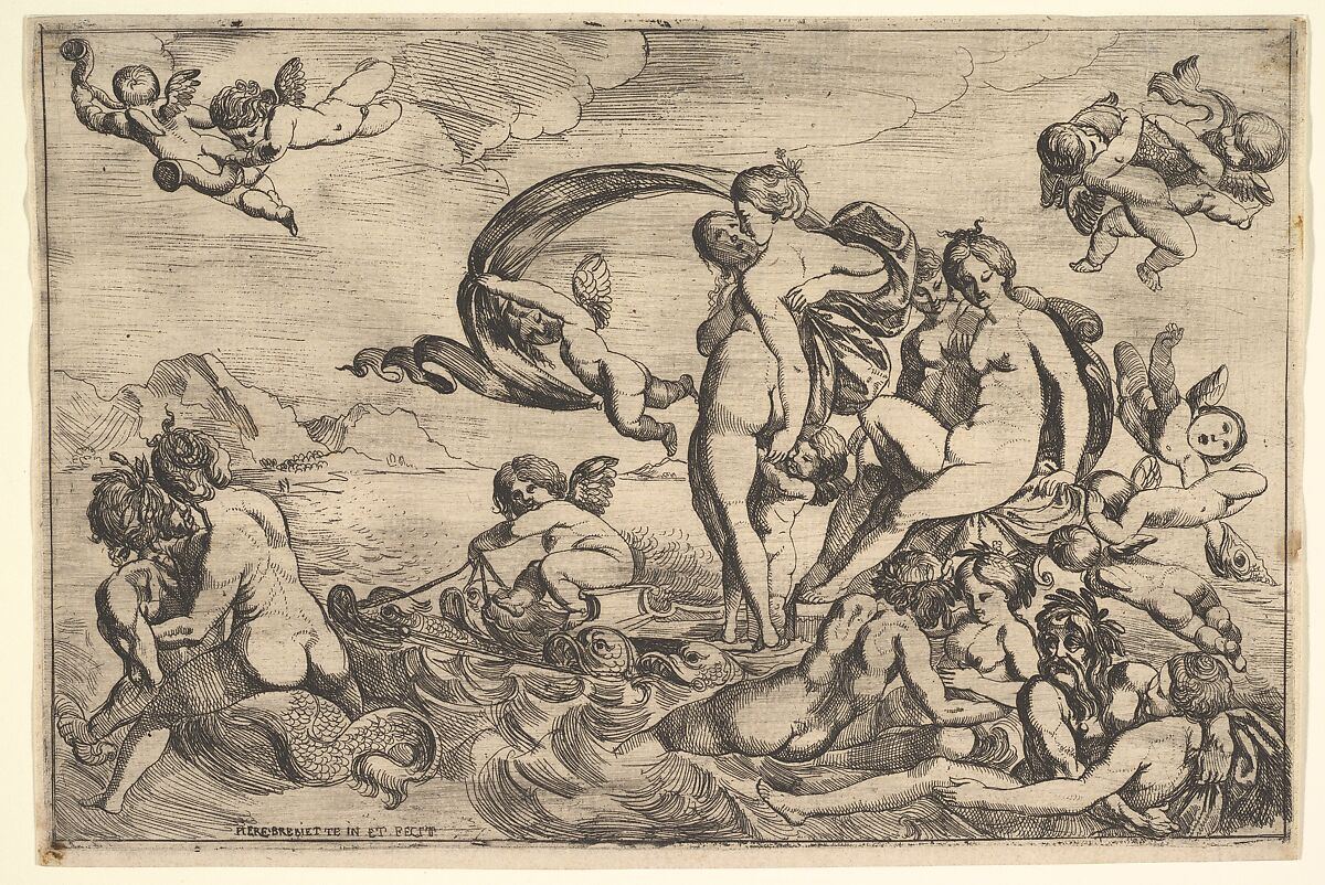 Venus on a Chariot, Pierre Brebiette (French, Mantes-sur-Seine ca. 1598–1642 Paris), Etching 