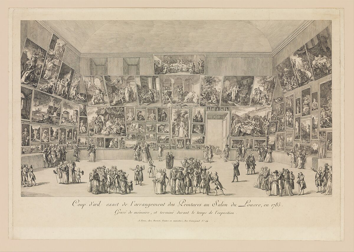 View of the Salon of 1785, Pietro Antonio Martini (Italian, Trescali 1738–1797 Parma), Etching 