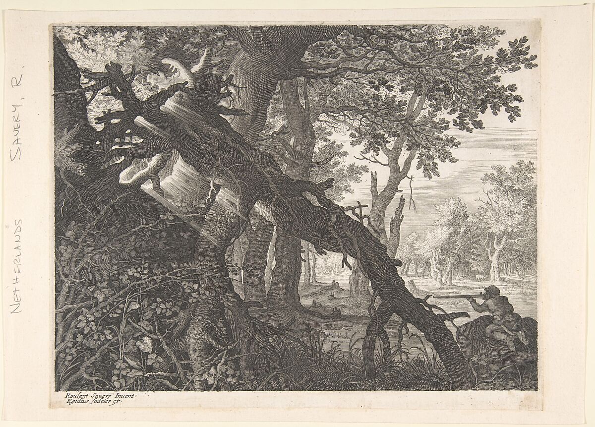 A Forest with a Rabbit Hunt, Aegidius Sadeler II (Netherlandish, Antwerp 1568–1629 Prague), Engraving 