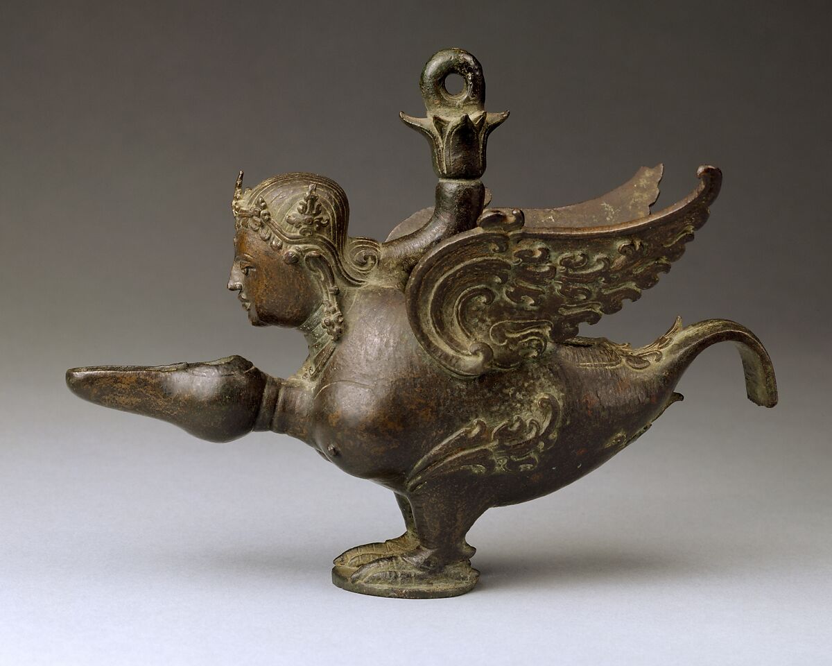 Hanging Lamp in the Form of a Kinnari, Bronze, Indonesia (Java)