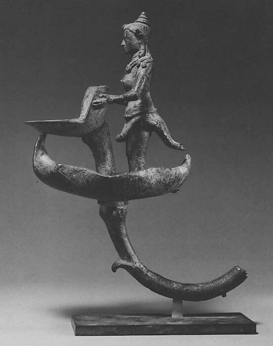 Standing Kinnari Holding an Oil Receptacle, Bronze, Indonesia (Java) 