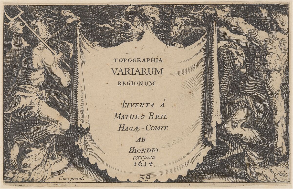 Topographia Variarum Regionum, title to the series of 28 plates, Simon Wynhoutsz Frisius (Netherlandish, Harlingen ca. 1580–ca. 1628 The Hague), Etching; first state of two (New Hollstein) 