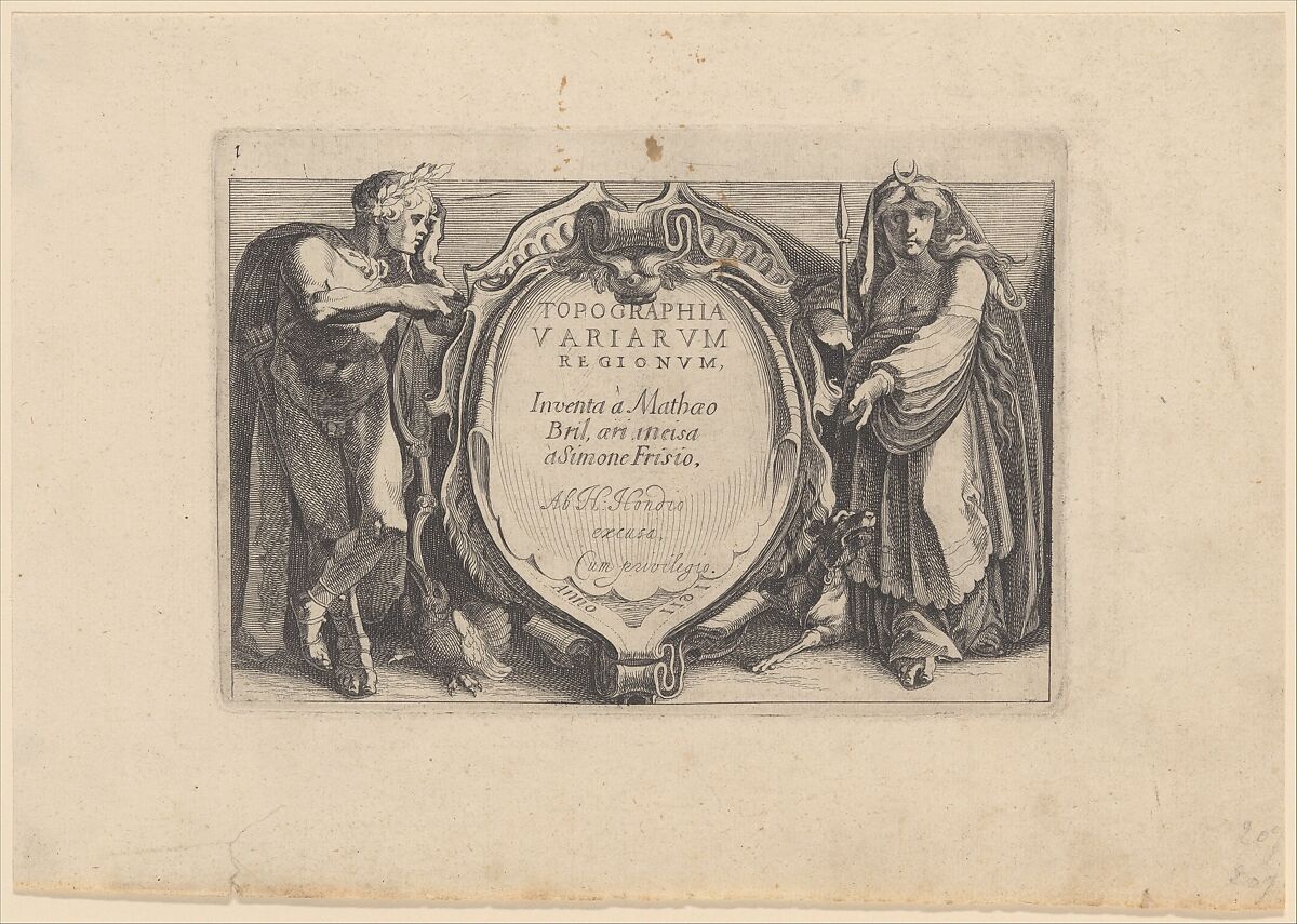 Title to Topographia Variarum Regionum, Simon Wynhoutsz Frisius (Netherlandish, Harlingen ca. 1580–ca. 1628 The Hague), Etching; first state of two 