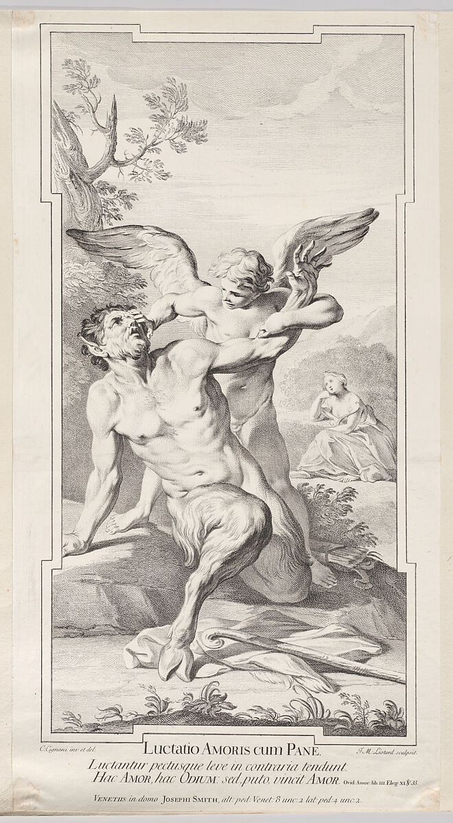 Battle of Love and Pan, Jean Michel Liotard (Swiss, Geneva 1702–1796 Geneva), Etching and engraving 