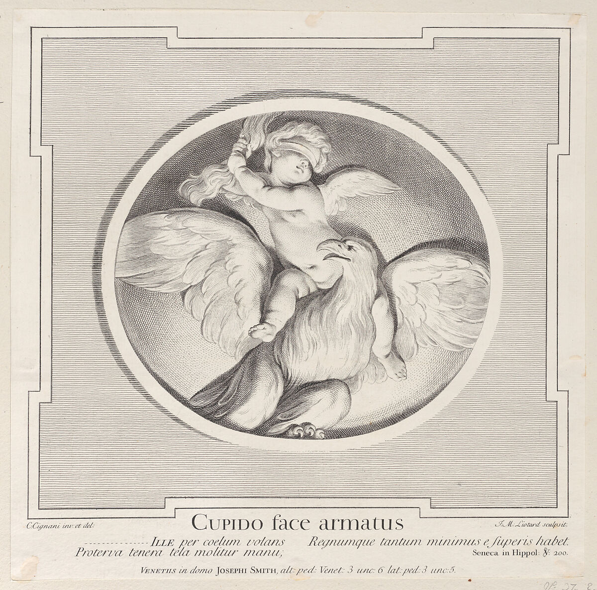 Cupid Astride an Eagle, Jean Michel Liotard (Swiss, Geneva 1702–1796 Geneva), Etching and engraving 