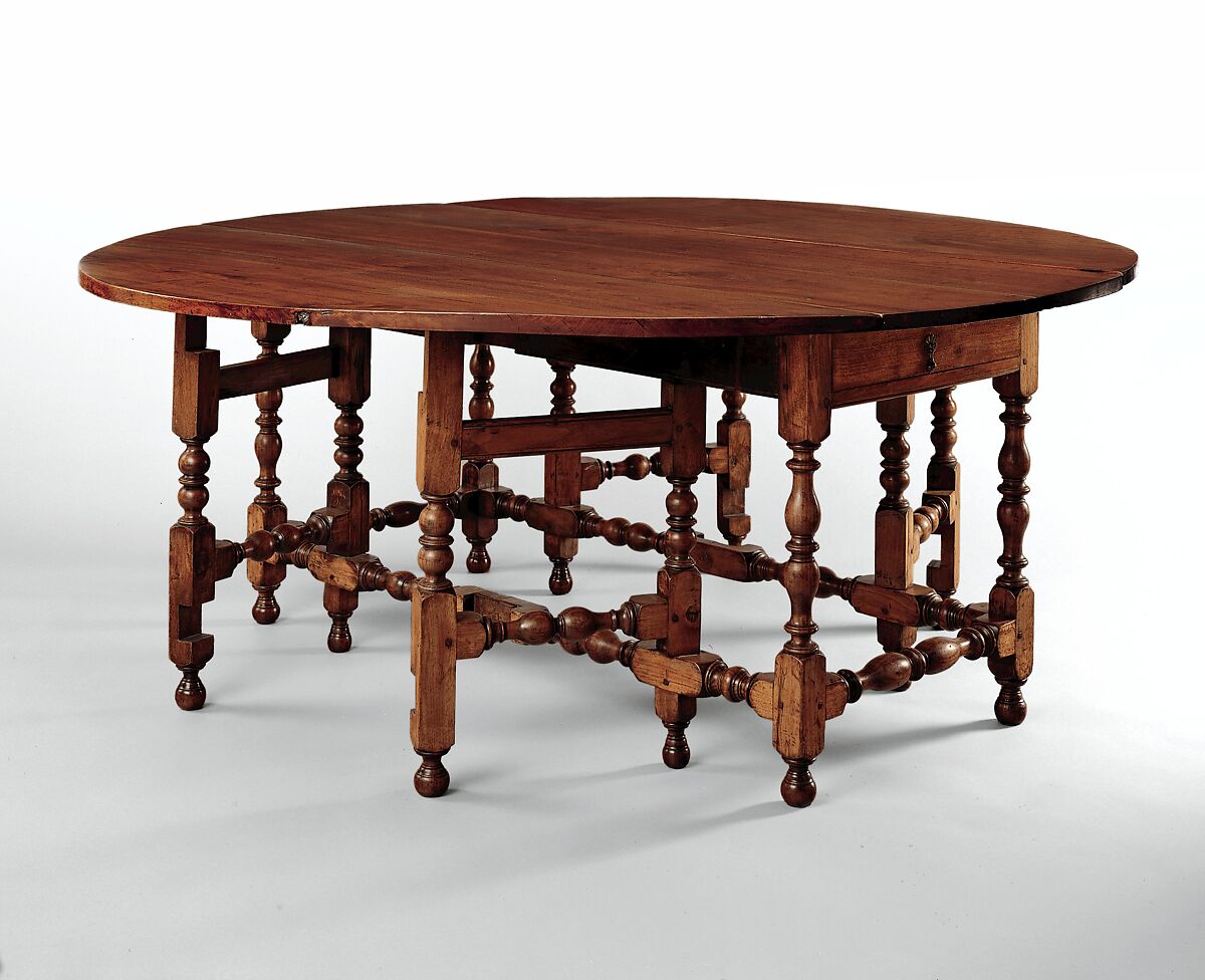 Oval table with falling leaves, Black walnut, white pine, American 