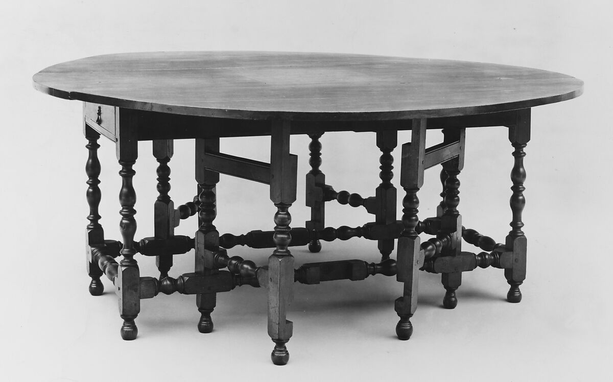 Oval table with falling leaves, Black walnut, white pine, American