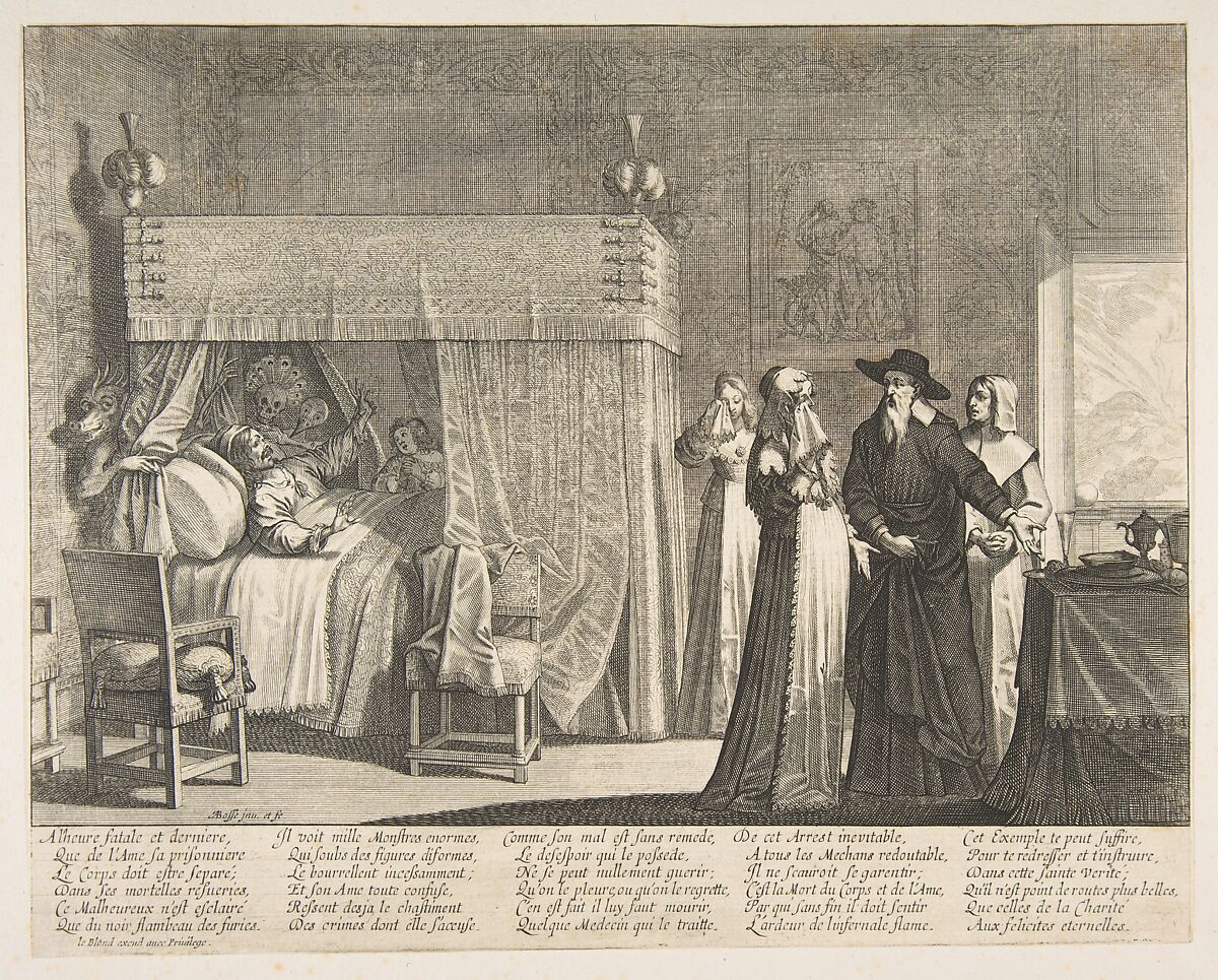 Death of the Rich Man (La Mort du mauvais riche), Abraham Bosse (French, Tours 1602/04–1676 Paris), Etching 
