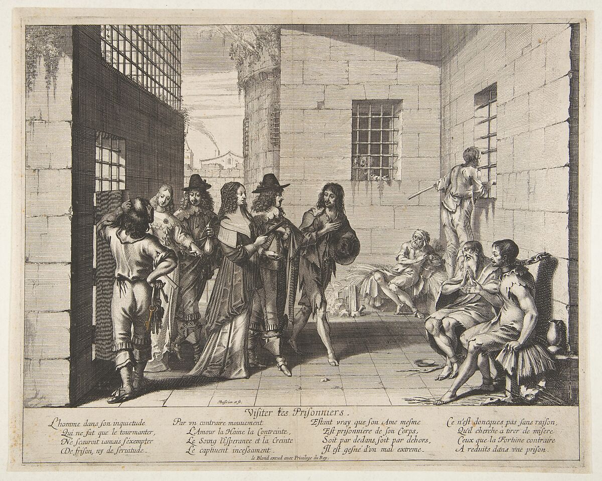Visiting the Prisoners (Visiter les prisonniers), Abraham Bosse (French, Tours 1602/04–1676 Paris), Etching; first state of two (Join-Lambert and Préaud) 