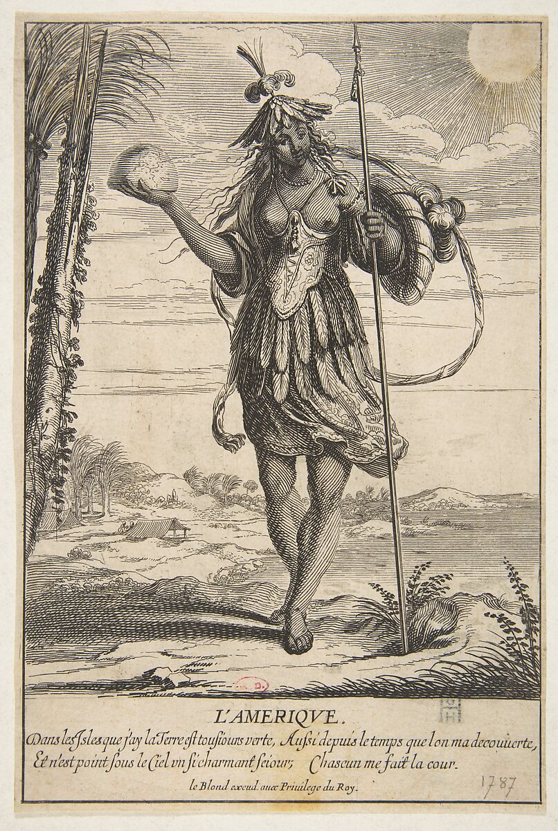 Allegory of America, from "The Four Continents", Abraham Bosse (French, Tours 1602/04–1676 Paris), Etching 