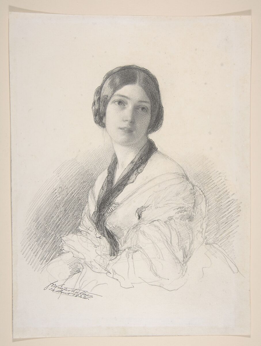 Portrait of Baroness Gudin, née Margareth Louis Hay, Franz Xaver Winterhalter (German, Menzenschwand 1805–1873 Frankfurt), Graphite 