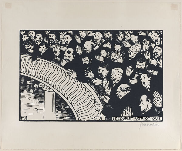 The Patriotic Ditty, Félix Vallotton (Swiss, Lausanne 1865–1925 Paris), Woodcut on cream laid paper 