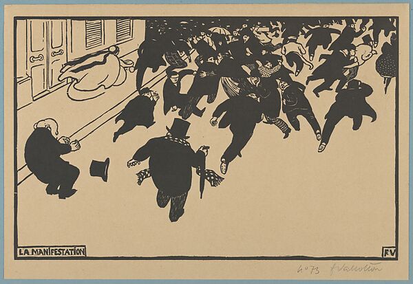 The Demonstration (La Manifestation), from "L'Estampe Originale", Félix Vallotton (Swiss, Lausanne 1865–1925 Paris), Woodcut on cream wove paper 