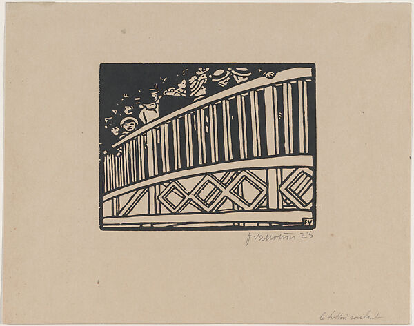 The World's Fair V: A Footbridge, Félix Vallotton (Swiss, Lausanne 1865–1925 Paris), Woodcut on tinted Japan paper 