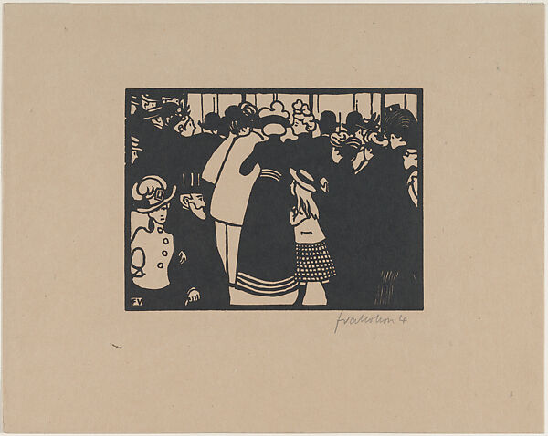 The World's Fair I: Looking at the Jewels, Félix Vallotton (Swiss, Lausanne 1865–1925 Paris), Woodcut on tinted Japan paper 