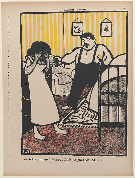 "Couldn't your mother...," plate IX from Crimes and Punishments, Félix Vallotton (Swiss, Lausanne 1865–1925 Paris), Color lithograph on cream wove paper 