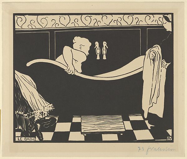 The Bath (Le Bain), Félix Vallotton (Swiss, Lausanne 1865–1925 Paris), Woodcut on cream wove paper 
