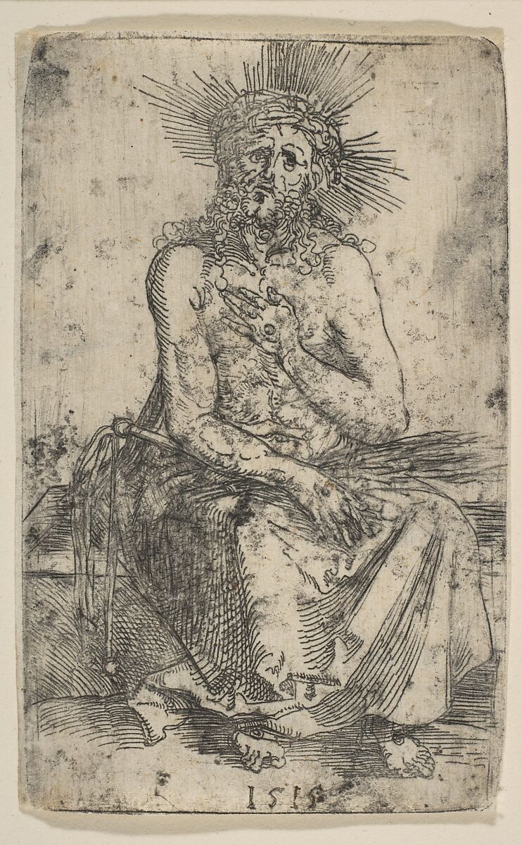 The Man of Sorrows, Albrecht Dürer (German, Nuremberg 1471–1528 Nuremberg), Etching on iron; second state of three 