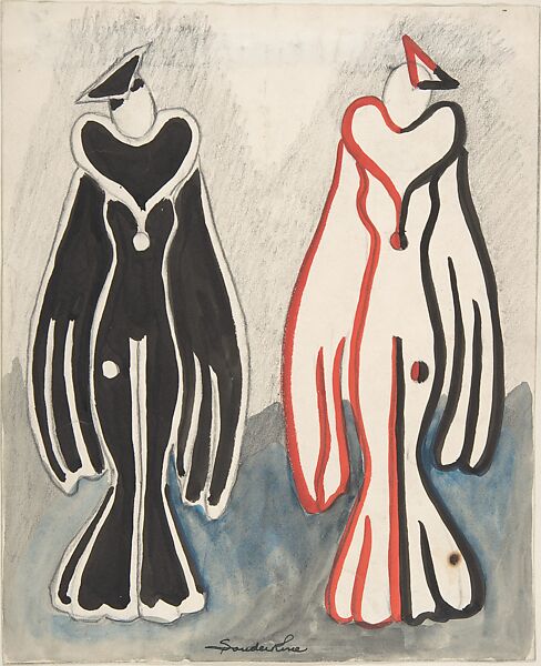Costumes for 'New Faces' (?), Radio City, Female Dominoes, Sergey Sudeykin (Russian, Smolensk 1882–1946 Nyack), Watercolor and pencil 