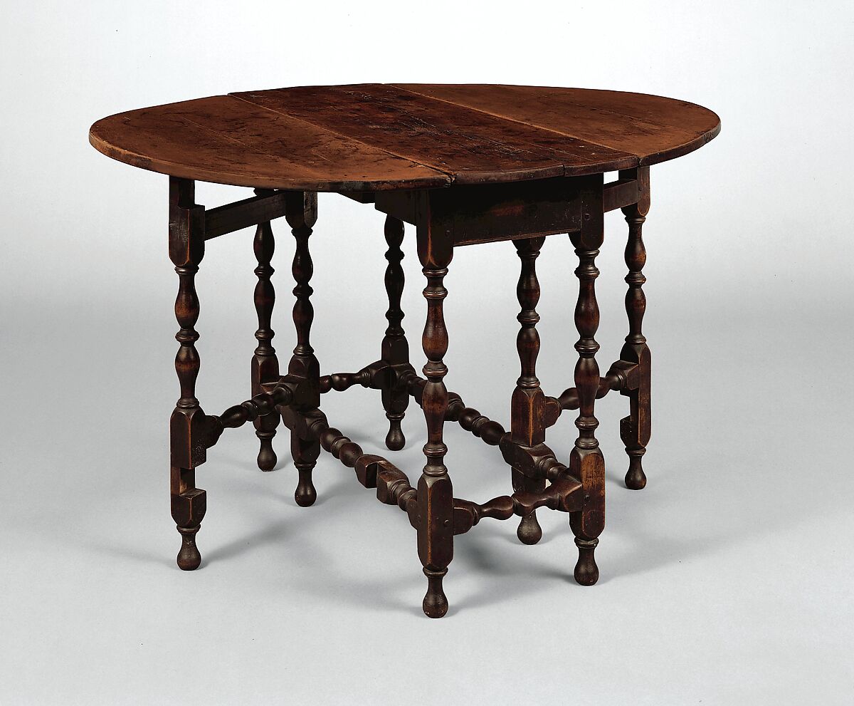 Oval table with falling leaves, Soft maple, pine, American 