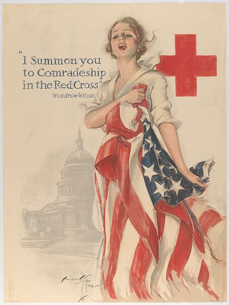I Summon You to Comradeship in the Red Cross, Harrison Fisher (American, Brooklyn, New York 1877–1934 New York), Color lithograph 