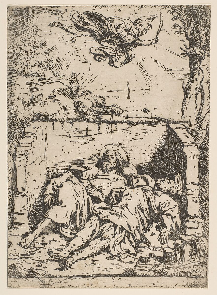 Death of St. Peter and St. Paul (Saint Pierre et Saint Paul dans le tombeau), Claude Vignon (French, Tours 1593–1670 Paris), Etching 