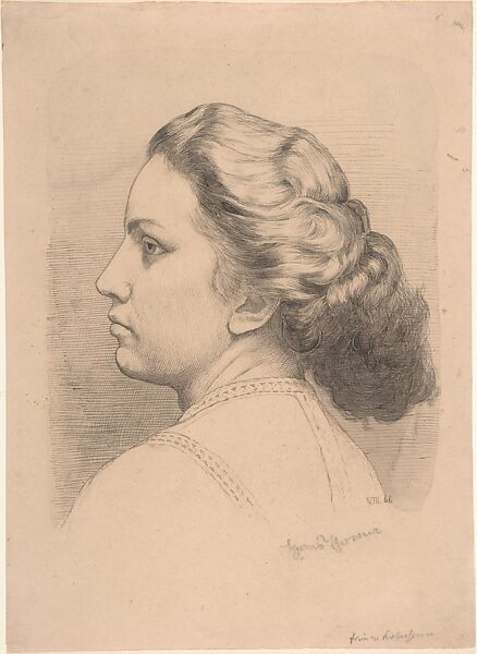 Portrait of a Woman (Mrs. von Kobestein?); verso: Sketches of two or three compositions, including a landscape, Hans Thoma (German, Bernau im Schwarzwald 1839–1924 Karlsruhe), Pen and brush and brown-gray ink. 