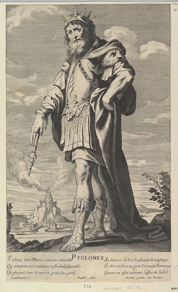 Ptolémée, Gilles Rousselet (French, Paris 1614–1686 Paris), Engraving (figure by Rousselet) and etching (background by Bosse) 