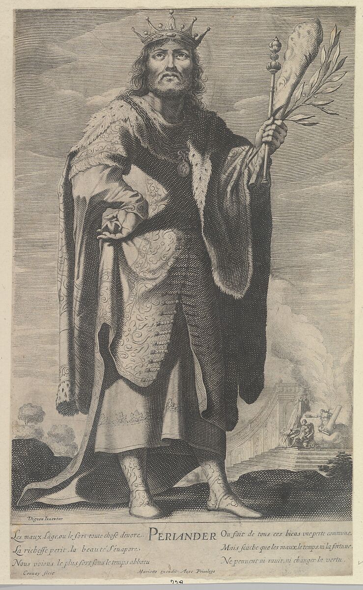 Périandre, Jean Couvay (French, Arles ca. 1605–1663 Paris), Engraving (figure by Couvay) and etching (background by Bosse) 