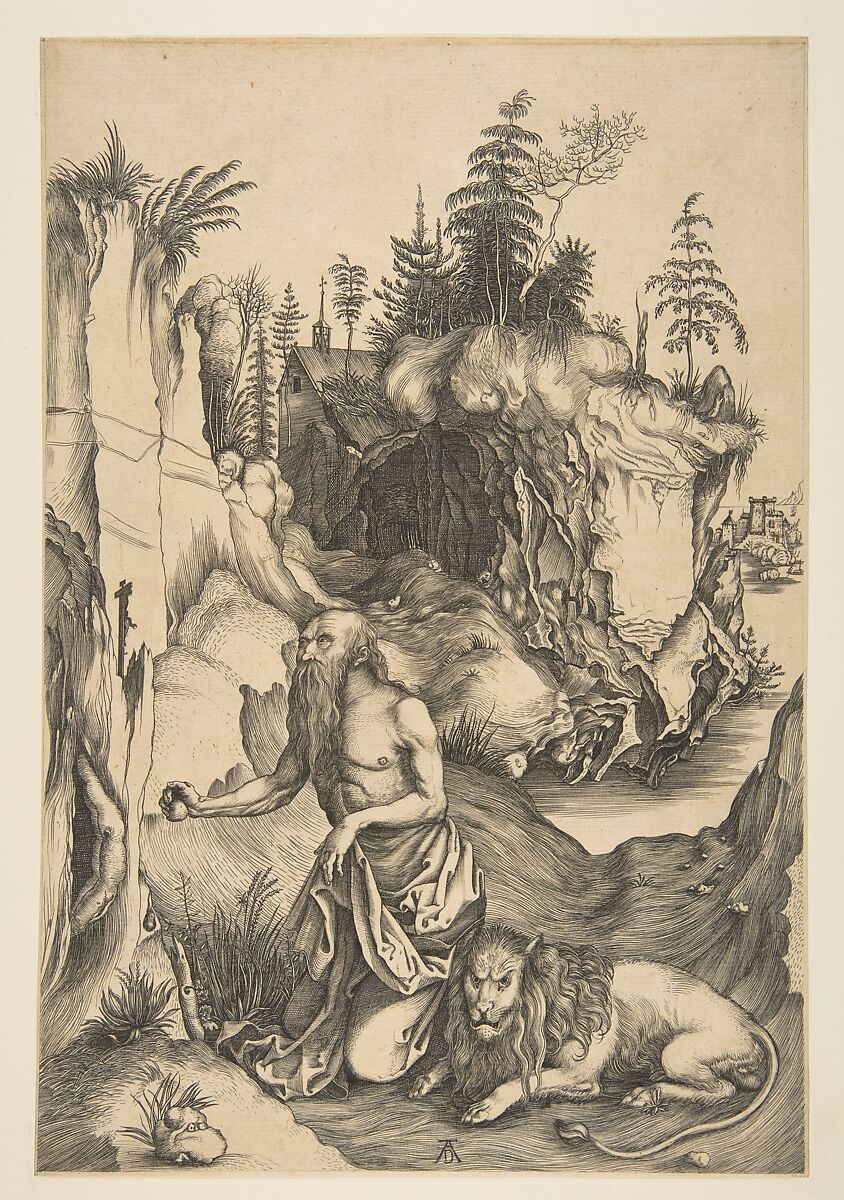 Saint Jerome Penitent in the Wilderness (copy), After Albrecht Dürer (German, Nuremberg 1471–1528 Nuremberg), Engraving 