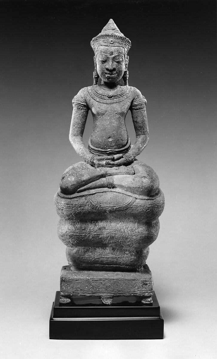 Buddha Seated on the Coils of a Naga, Bronze, Thailand 