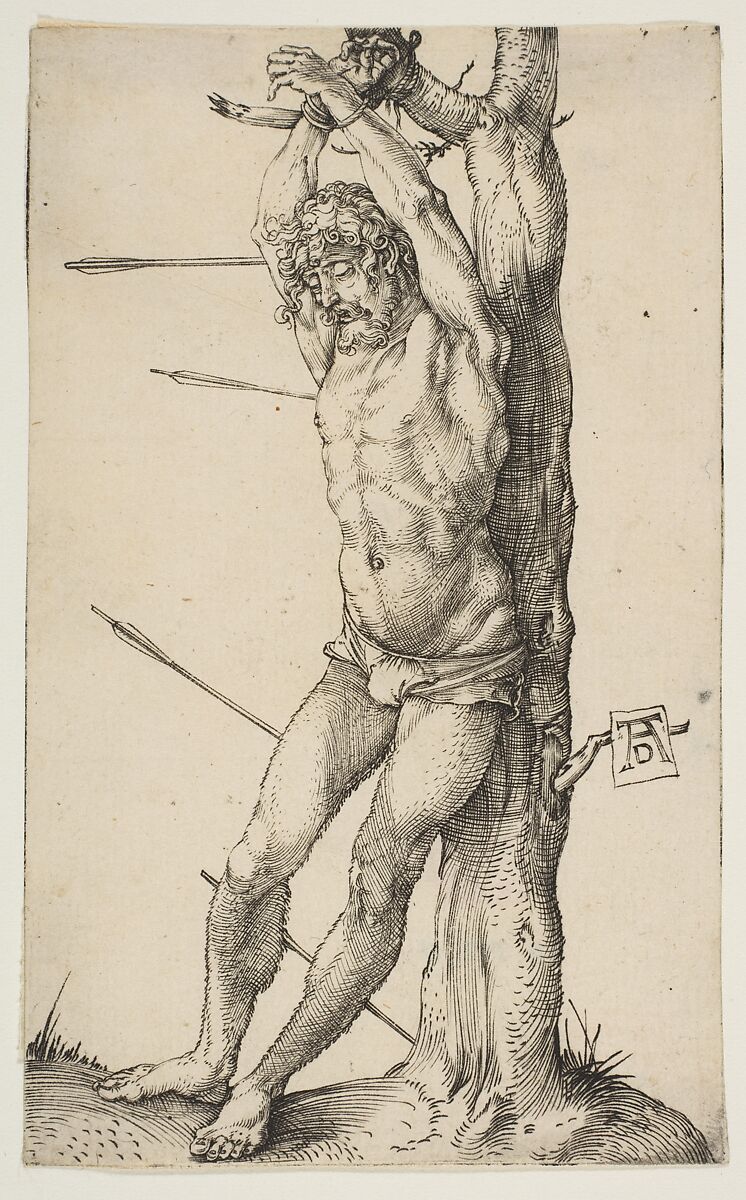 Saint Sebastian Tied to a Tree, Albrecht Dürer (German, Nuremberg 1471–1528 Nuremberg), Engraving 