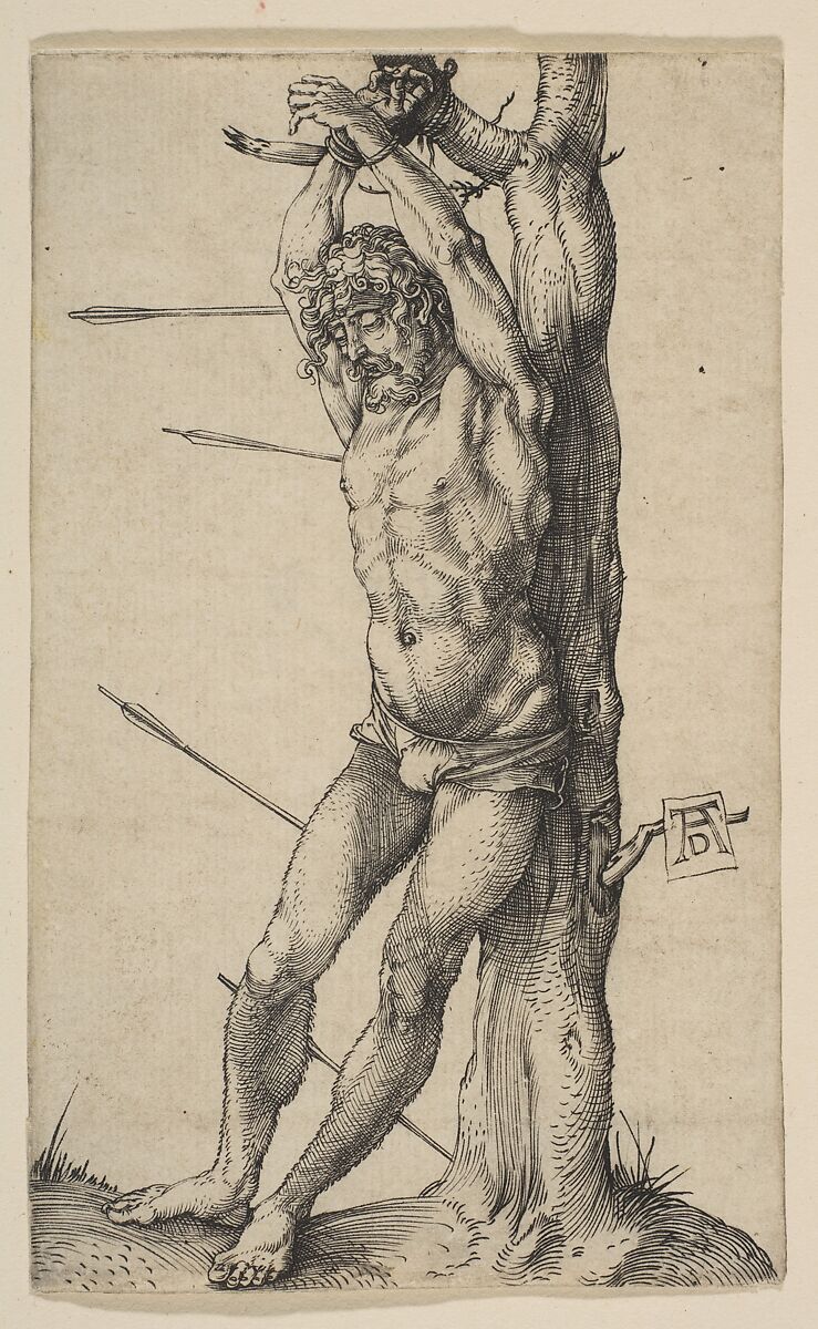 Saint Sebastian Tied to a Tree, Albrecht Dürer (German, Nuremberg 1471–1528 Nuremberg), Engraving 